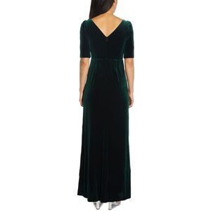 Adrianna Papell Womens Green Velvet Hi-Low Formal Evening Dress Gown